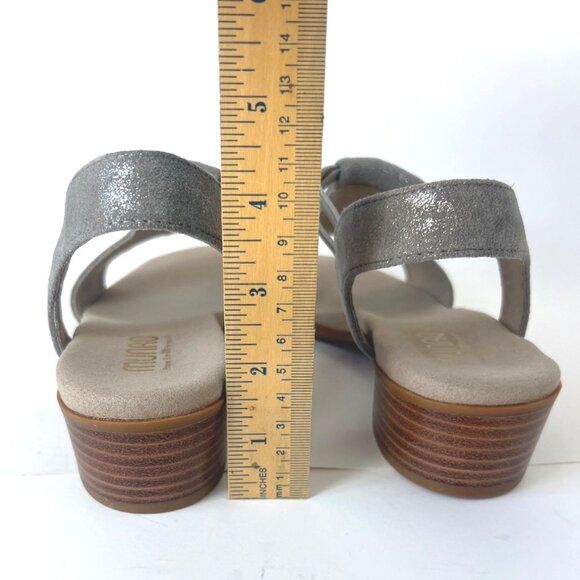 Munro Women Gunmetal Metallic Sandals Leather Slingback Block Heels Size 8.5 - Picture 6 of 13